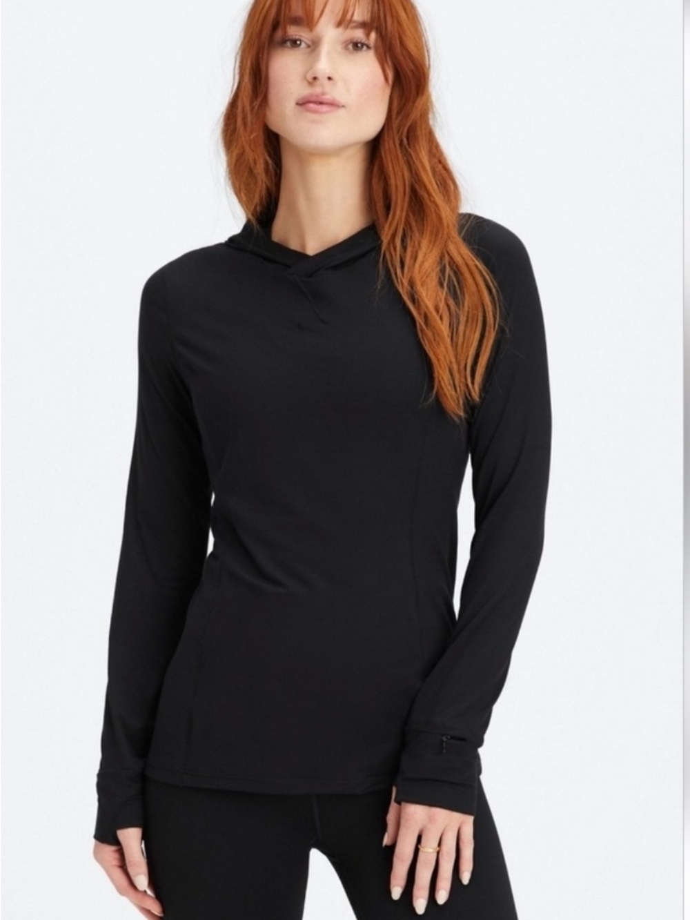 Fabletics Black Long-Sleeve Hooded Performance Top